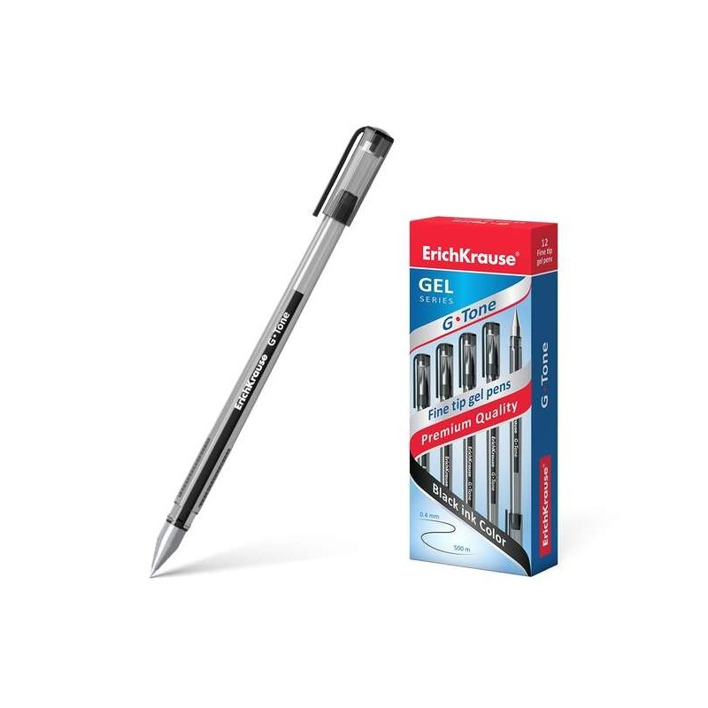 Erichkrause G-Tone Boligrafo de Gel - Cuerpo Translucido con Grip Perfilado Triangular - Punta de 0,5mm - Tinta de Gel de