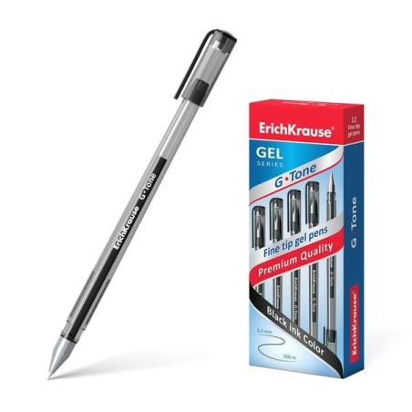 Erichkrause G-Tone Stylo Gel - Corps Translucide avec Zone de Préhension Profilée Triangulaire - Pointe de 0,5mm - Encre Gel à