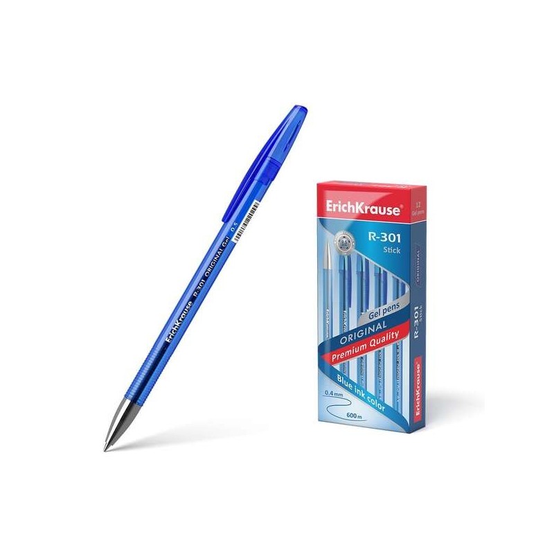 Erichkrause R-301 Original Gel Ink Ballpoint Pen - 0.5mm Tip - 0.4mm Line Width - Tinted Translucent Barrel - Comfortable