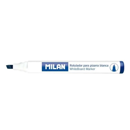 Milan Marqueurs pour Tableau Blanc à Pointe Biseautée - Pointe 1 - 4 mm - Encre à Base d'Alcool - Effaçable à Sec - Coloris Bleu