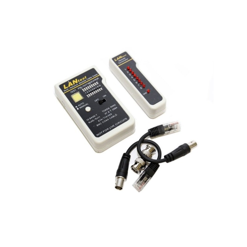 WP Testeador de Red RJ11 / RJ12 / RJ45 / BNC - Color Blanco y Negro