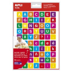 Apli Gommettes Thématiques Lettres - 12 Feuilles (840 Gommettes) - Adhésif Repositionnable - Idéal pour l'Apprentissage de la