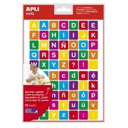 Apli Gommettes Thématiques Lettres - 12 Feuilles (840 Gommettes) - Adhésif Repositionnable - Idéal pour l'Apprentissage de la