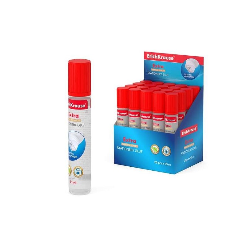 Erichkrause Extra Liquid Glue 55ml - With Soft Silicone Applicator - High Adhesive Strength - Non-Toxic - Frost-Resistant