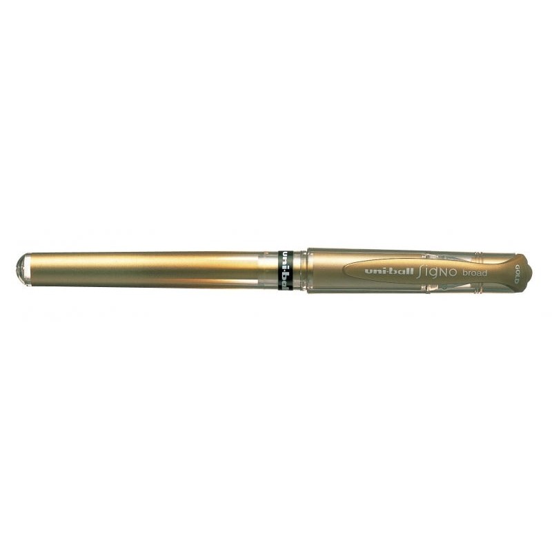 Uni-ball Signo Broad UM-153 Gel Ink Rollerball - 1mm Ball Tip - Fountain Pen Style Line - Rubber Grip - Gold
