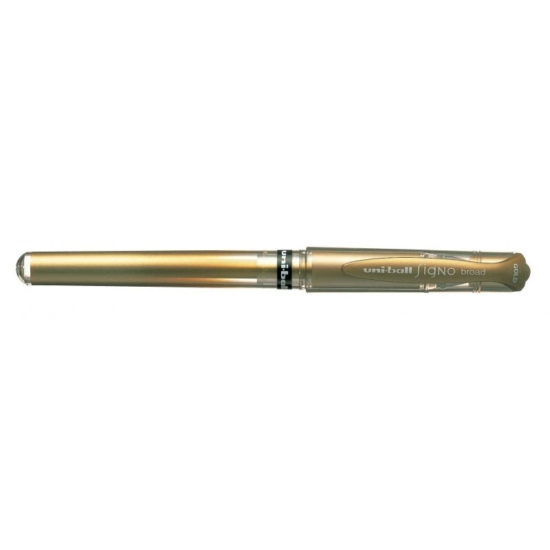 Uni-ball Signo Broad UM-153 Roller de Tinta Gel - Ponta de Esfera 1mm - Traço Estilo Caneta - Pega de Borracha - Cor Ouro