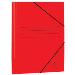 Mariola Pasta de Cartão Estucado com Abas Fólio 500gr/m2 - Medidas 34x25x1cm - Fecho com Elástico - Cor Vermelho
