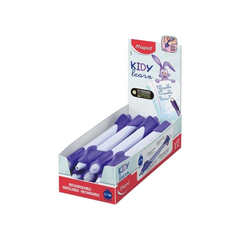 Maped Kidy Lern Magic Boligrafo Borrable con Guia para Dedos - Modelo Conejo - Tinta Color Azul - Recomendado para Niños de 4 a