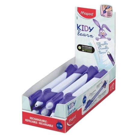 Maped Kidy Lern Magic Boligrafo Borrable con Guia para Dedos - Modelo Conejo - Tinta Color Azul - Recomendado para Niños de 4 a