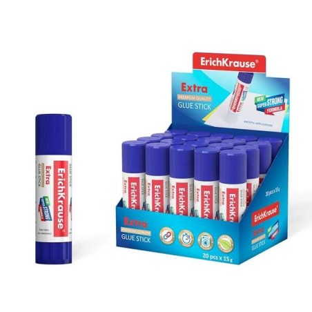 Erichkrause Colle en Bâton Extra 15gr - Formule Super Forte - Consommation Économique - Adhésion Rapide et Fiable - Facile à