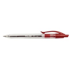 Milan P1 Retractable Ballpoint Pen - 1mm Round Tip - Transparent Body - Colour Red