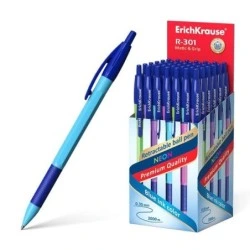 Erichkrause R-301 Neon Matic&Grip Retractable Ballpoint Pen - 0.7mm Tip - Line Width approx. 0.35mm - Quick-Drying Ink