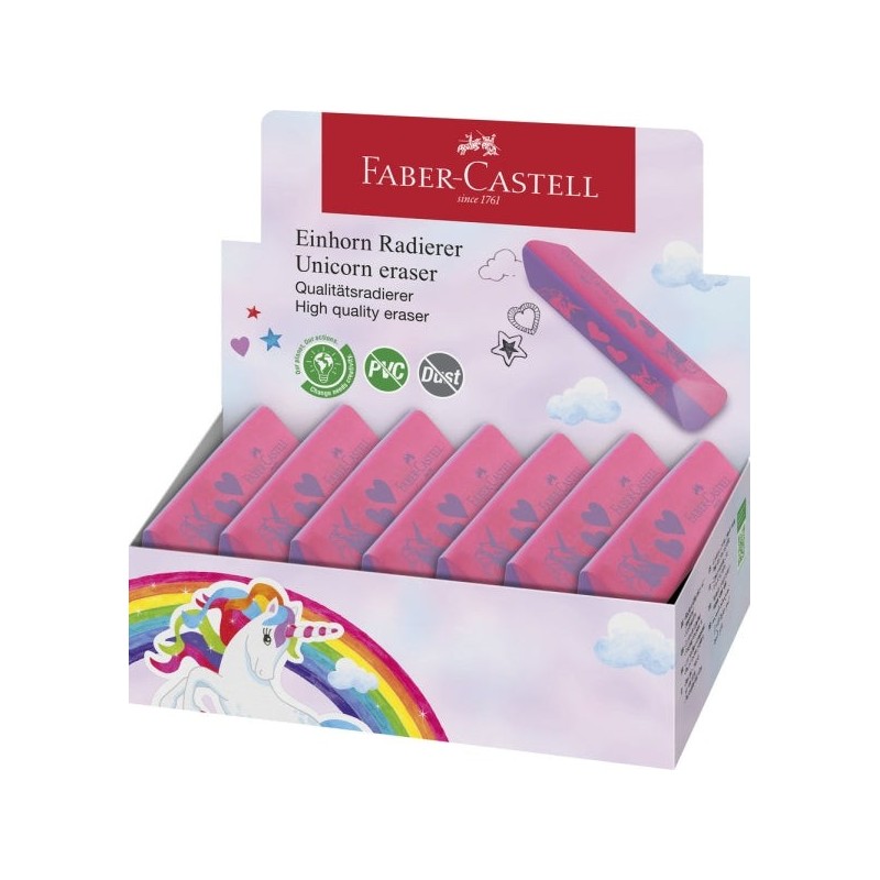Faber-Castell Unicórnio Borracha sem PVC - Forma Triangular Ergonómica - Sem Resíduos - Apagamento Limpo e Fácil