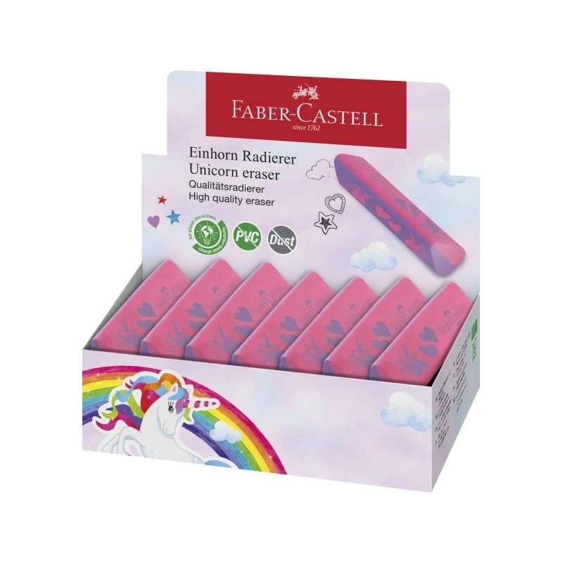 Faber-Castell Unicórnio Borracha sem PVC - Forma Triangular Ergonómica - Sem Resíduos - Apagamento Limpo e Fácil