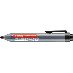 Edding Retract 12 Marqueur pour Tableau Blanc Rétractable - Pointe Ronde - Tracé entre 1.5 et 3mm - Rechargeable - Séchage