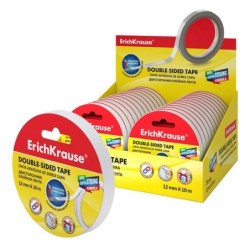 Erichkrause Ruban Adhésif Double Face - 12mmx10m - Présentoir 24 unités - Transparent