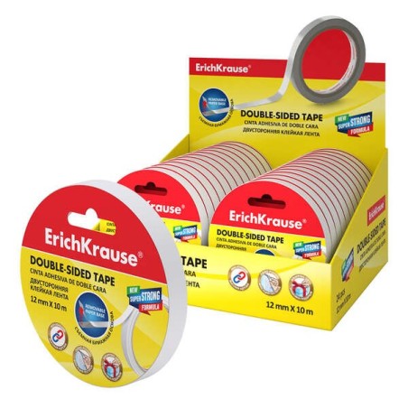 Erichkrause Cinta Adhesiva de Doble Cara - 12mmx10m - Expositor 24 uds. - Transparente