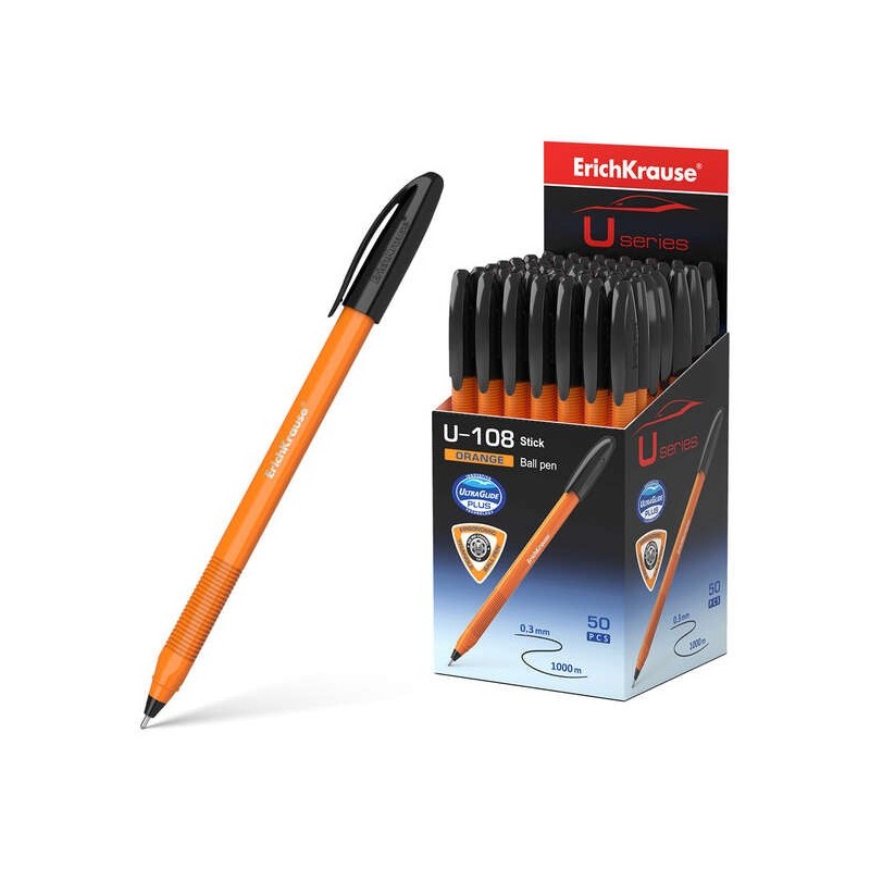 Erichkrause U-108 Classic Ballpoint Pen Orange - 0.7mm Ball Tip - 0.26mm Line Width - Vented Cap - Opaque Orange Barrel - Ultra