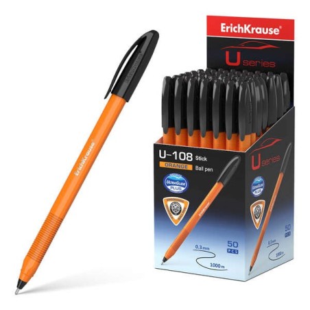 Erichkrause U-108 Esferográfica Clássica Orange - Ponta de Esfera 0,7mm - Traço de 0,26mm - Tampa Ventilada - Corpo Opaco