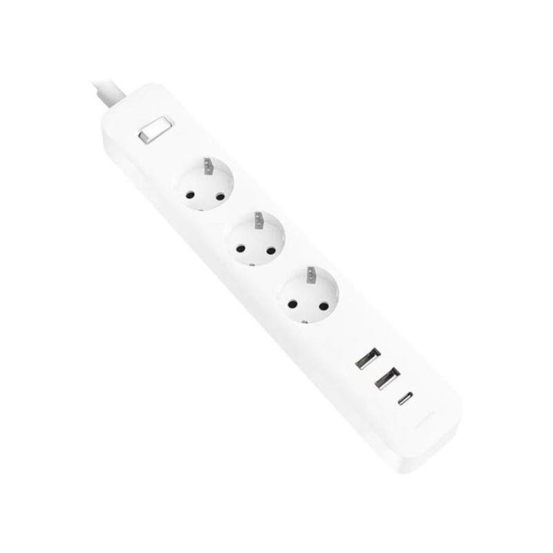 Multiprise Xiaomi 20W avec Interrupteur - 3 Prises Schuko - 2 Ports USB C 20W + 1 USB A - Charge Rapide 20W - Matériau Ignifuge