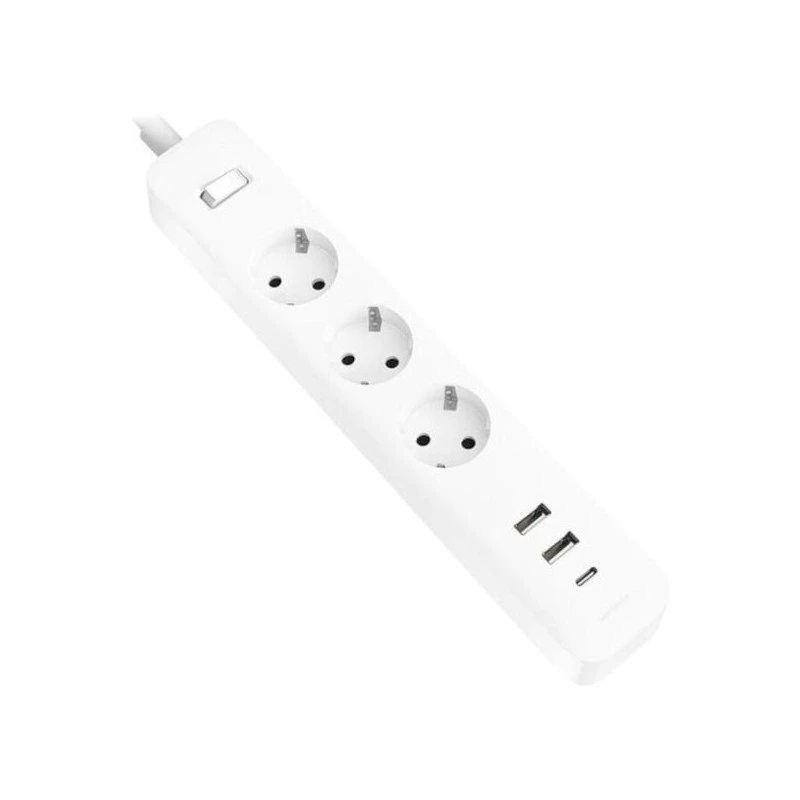Xiaomi 20W Power Strip with Switch - 3 Schuko Sockets - 2 USB C Ports 20W + 1 USB A - 20W Fast Charging - Flame Retardant