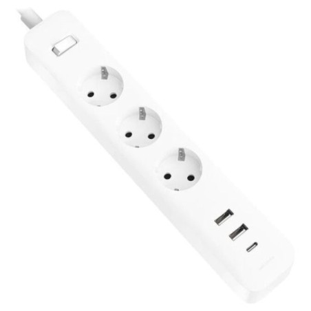 Xiaomi 20W Power Strip Regleta con Interruptor - 3 Tomas Schuko - 2 Puertos USB C 20W + 1 USB A - Carga Rapida 20W - Material