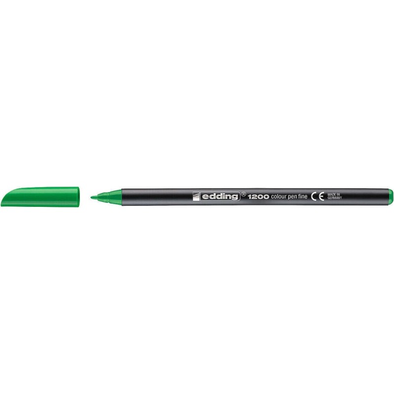 Edding 1200 Marcador - Ponta Redonda - Traço 1mm - Tinta à Base de Água - Cor Verde Néon