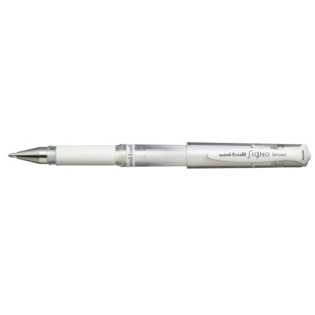 Uni-ball Signo Broad UM-153 Gel Ink Rollerball - 1mm Ball Tip - Fountain Pen Style Line - Rubber Grip - White