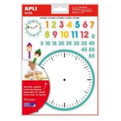 Apli Gommettes Thématiques les Heures - 360 Gommettes en 12 Feuilles - Aide à l'Apprentissage des Heures et des Habiletés