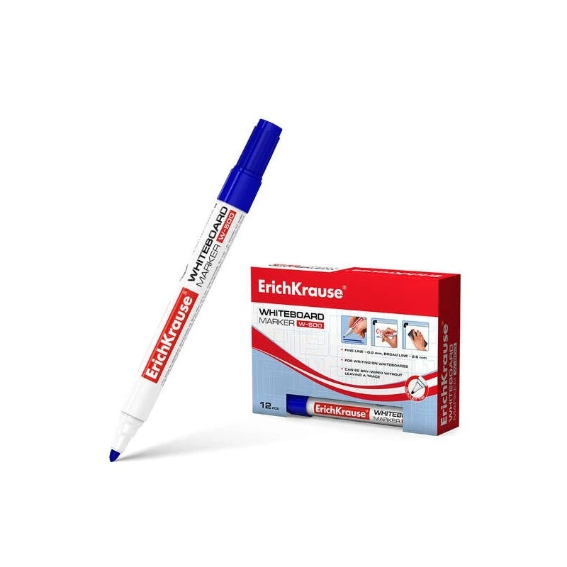 Erichkrause W-500 Rotulador para Pizarra Blanca - Punta en Forma de Bala - Trazo de 0.8 a 2.5mm - Tinta a Base de Alcohol