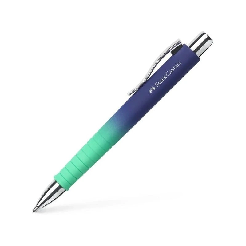 Faber-Castell Poly Ball Flow Edition Buzzing Blue Retractable Ballpoint Pen XB - Ergonomic Triangular Shape - Soft Touch