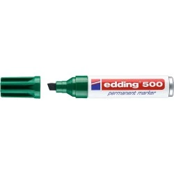 Edding 500 Marqueur Permanent - Pointe Biseautée - Tracé entre 2 et 7 mm. - Rechargeable - Séchage Instantané - Coloris Vert