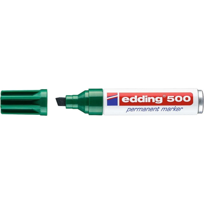 Edding 500 Permanent Marker - Chisel Tip - 2 to 7 mm Line Width - Refillable - Instant Drying - Green Colour