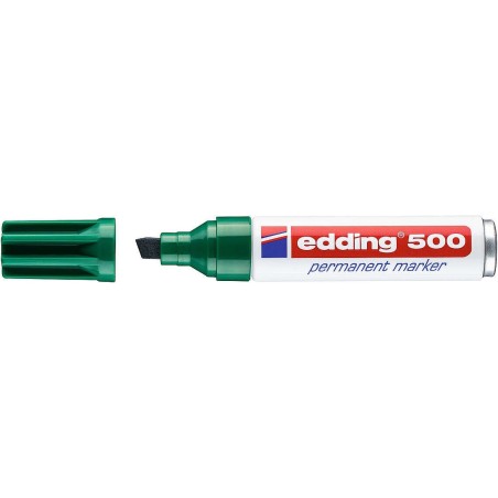 Edding 500 Permanent Marker - Chisel Tip - 2 to 7 mm Line Width - Refillable - Instant Drying - Green Colour