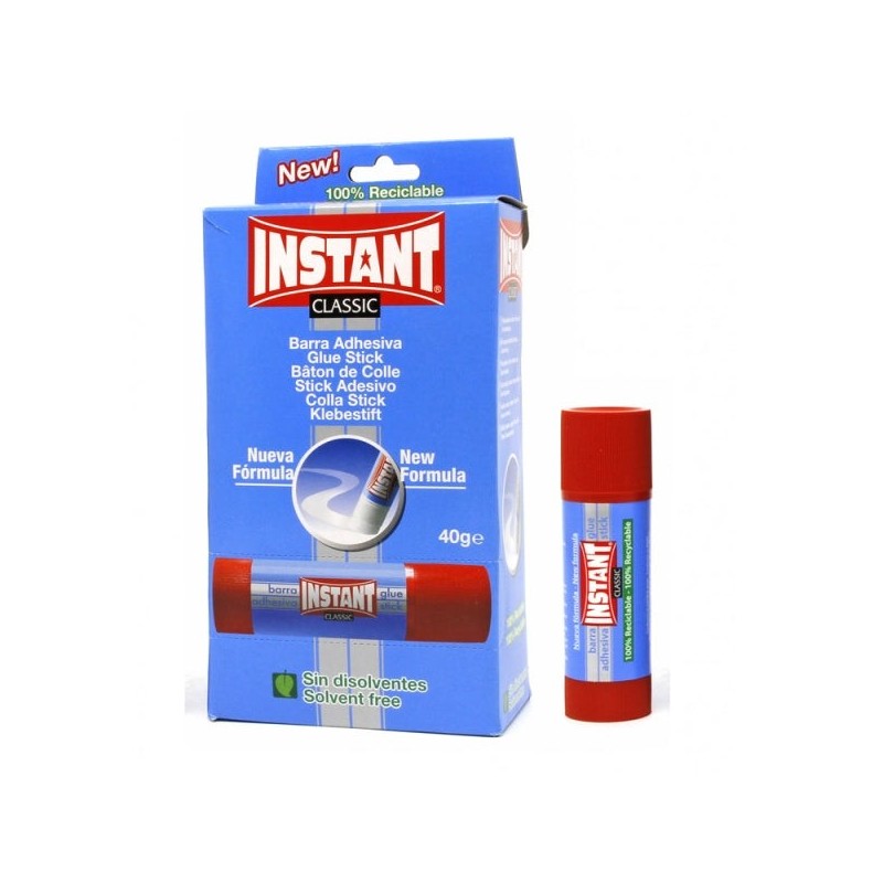 Instant Classic Barra de Pegamento 40grs - Apto para Uso Infantil y/o Domestico - Lavable - Sin Disolventes