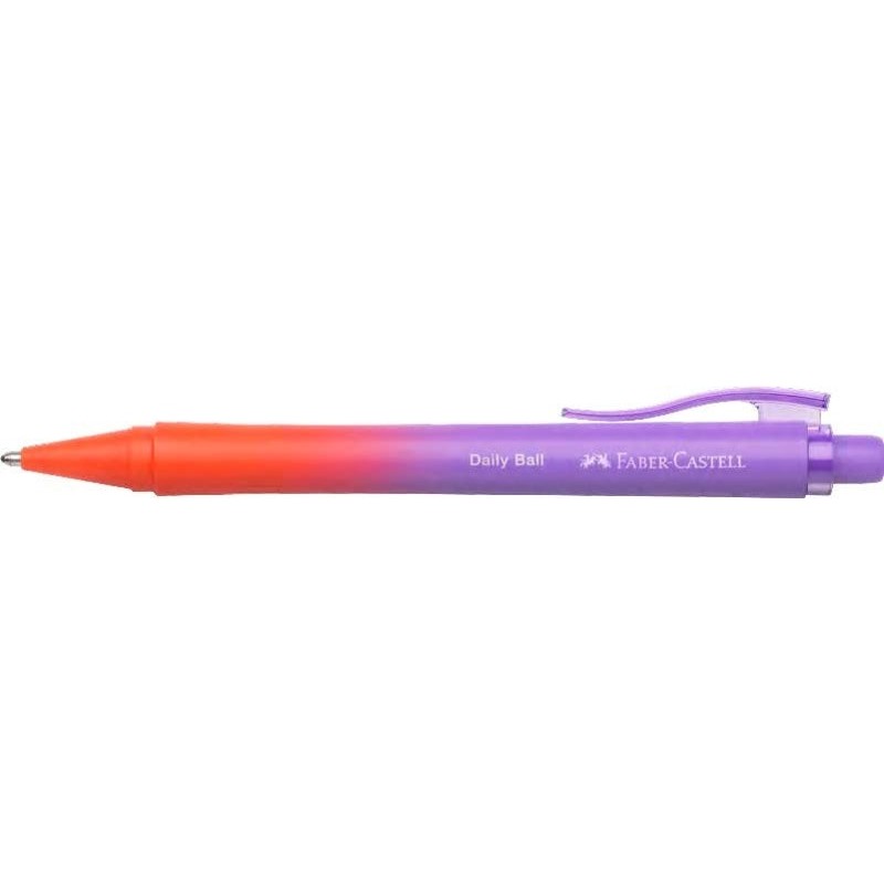 Faber-Castell Daily Ball Flow Edition Punchy Melon Stylo à Bille Rétractable XB - Design Attrayant - Encre Bleue Indélébile