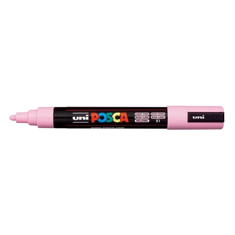 Posca PC-5M Marcador de Pintura - Ponta de Bala 1,8-2,5mm - Tinta à Base de Água - Resistente à Luz - Cor Rosa Claro
