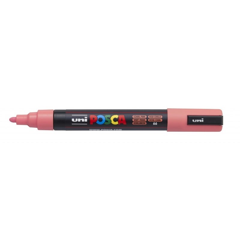 Posca PC-5M Marcador de Pintura - À Base de Água - Ponta de Bala 1,8-2,5mm - Resistente à Luz - Cor Rosa Coral