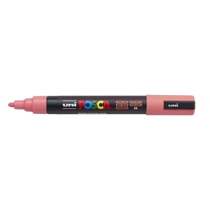Posca PC-5M Marcador de Pintura - À Base de Água - Ponta de Bala 1,8-2,5mm - Resistente à Luz - Cor Rosa Coral