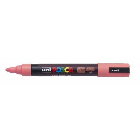 Posca PC-5M Marcador de Pintura - À Base de Água - Ponta de Bala 1,8-2,5mm - Resistente à Luz - Cor Rosa Coral