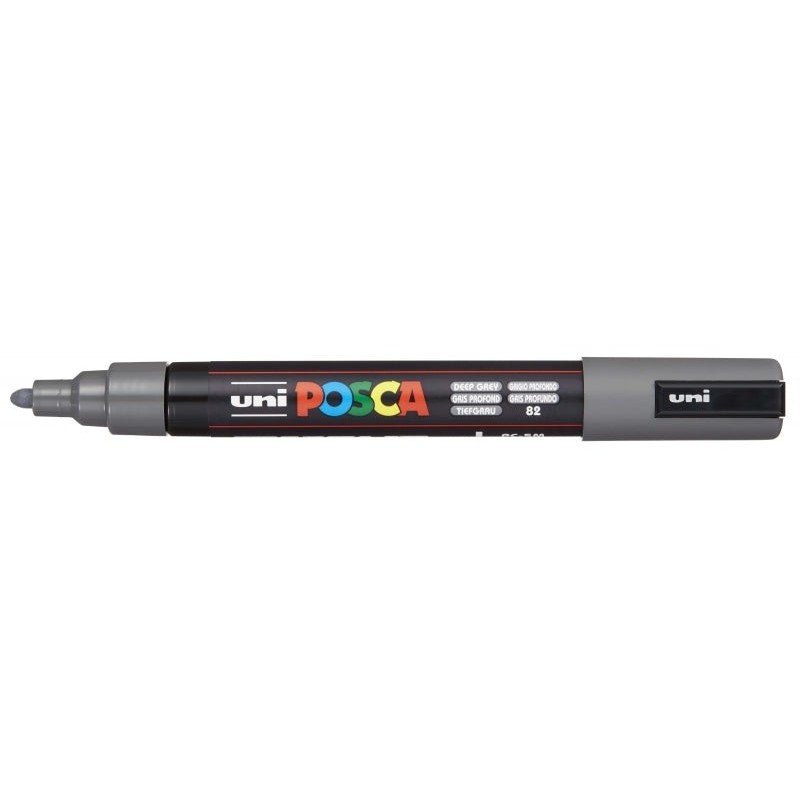 Posca PC-5M Marcador de Pintura - Ponta de Bala 1.8-2.5mm - Tinta à Base de Água - Resistente à Luz - Cor Cinzento Profundo