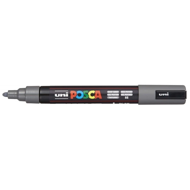 Posca PC-5M Marqueur Peinture - Pointe Ogive 1.8-2.5mm - Encre à Base d'Eau - Résistant à la Lumière - Couleur Gris Profond