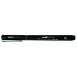 Uni-ball PIN01-200(S) Marcador Calibrado - Ponta de Poliacetal 0,1mm - Tinta Pigmentada Resistente à Água e à Luz - Cor Preto