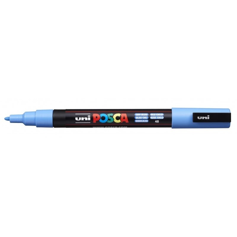 Posca PC-3M Paint Marker - Conical Tip 0.9-1.3mm - Water-Based Ink - Light Resistant - Non-Permanent - Sky Blue