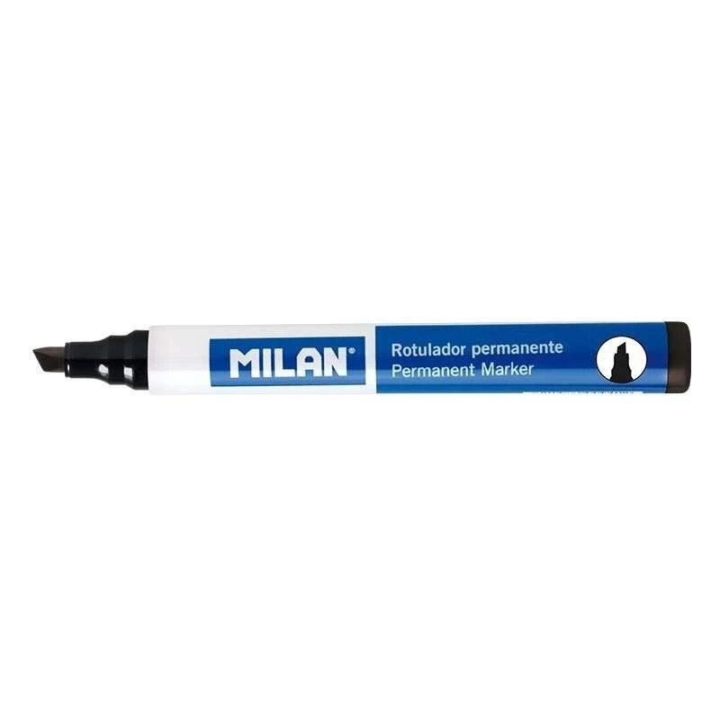 Milan Permanent Marker Chisel Tip - 1 - 4mm Tip - Alcohol-Based Ink - Black