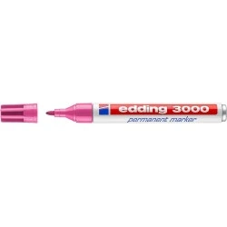 Edding 3000 Marcador Permanente - Ponta Redonda de 1.5mm - Traço entre 1.5 e 3mm - Recarregável - Secagem Rápida - Cor Rosa