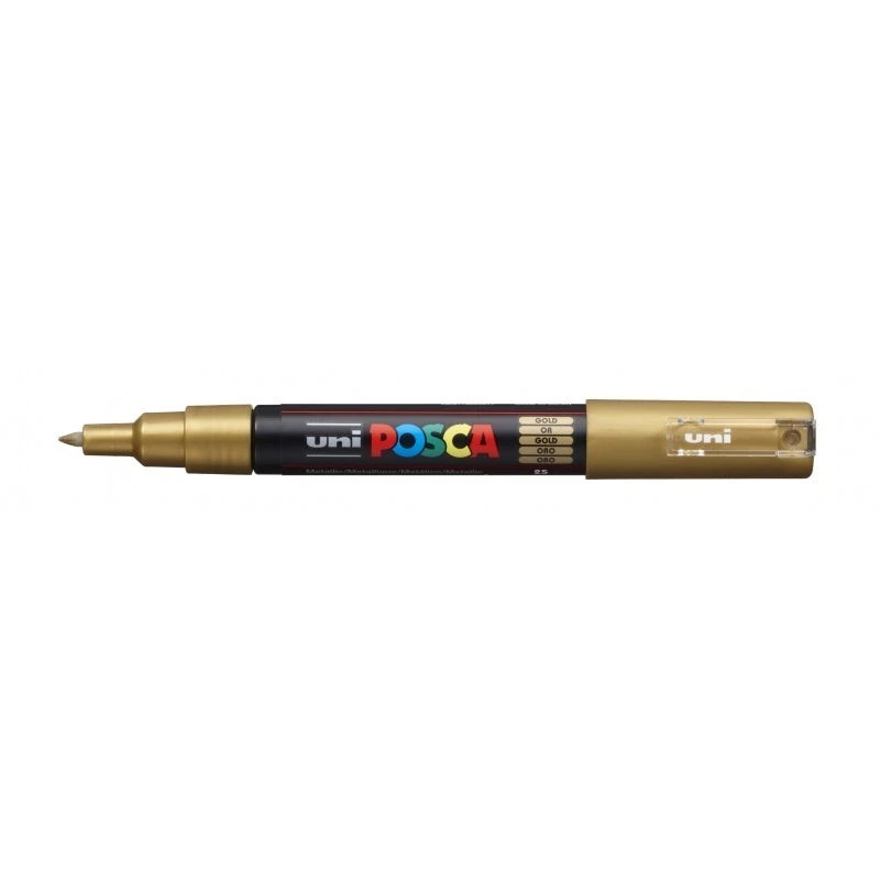 Posca PC-1M Paint Marker - 0.7mm Conical Polyester Tip - Water-Based Ink - Light Resistant - Gold