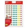 Apli Gommettes Visage Souriant Mini - 4 Styles de Visage Différents - 1080 Gommettes par Sachet - Adhésif Repositionnable