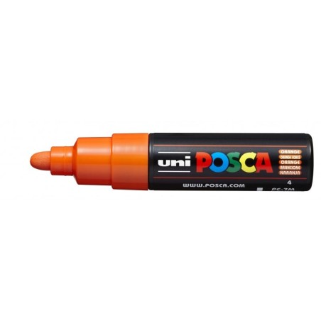 Posca PC-7M Marcador de Pintura - Ponta de Bala 4,5-5,5mm - Tinta à Base de Água - Resistente à Luz - Cor Laranja