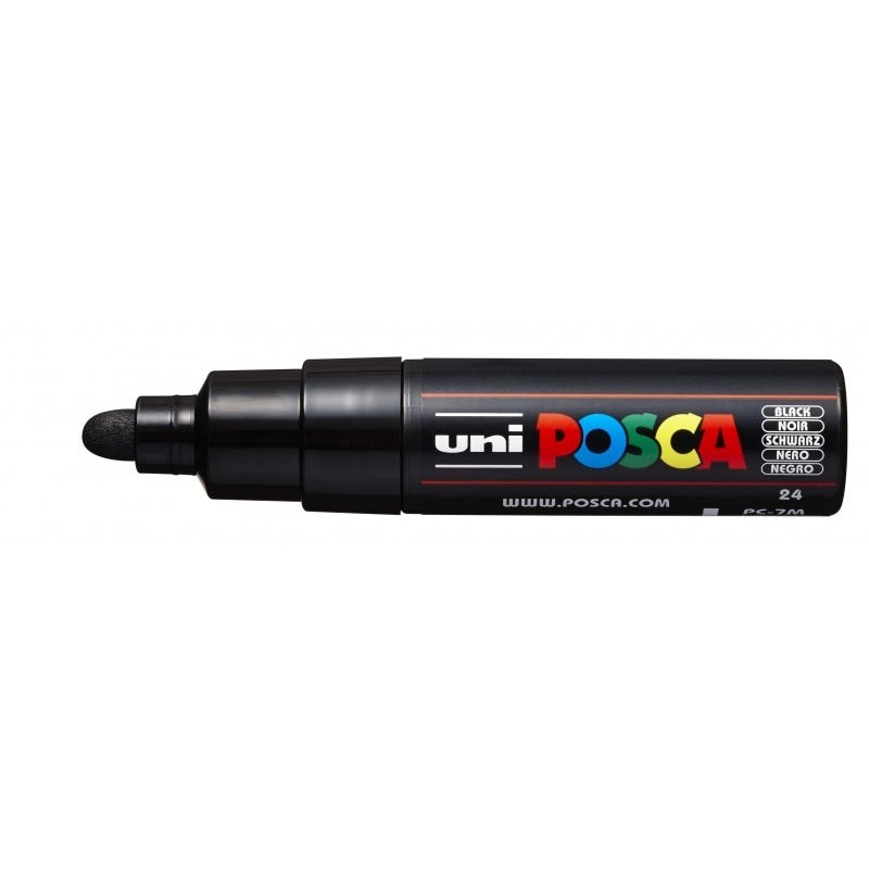 Posca PC-7M Paint Marker - 4.5-5.5mm Bullet Tip - Water-Based Ink - Light Resistant - Black